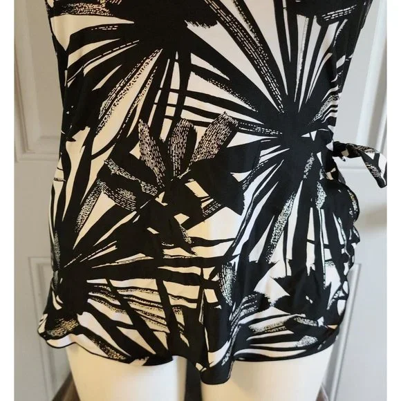 Maxine Of Hollywood Halter Neck Skirted Front One Piece Swimsuit Tropical Sz 10 - Picture 4 of 15